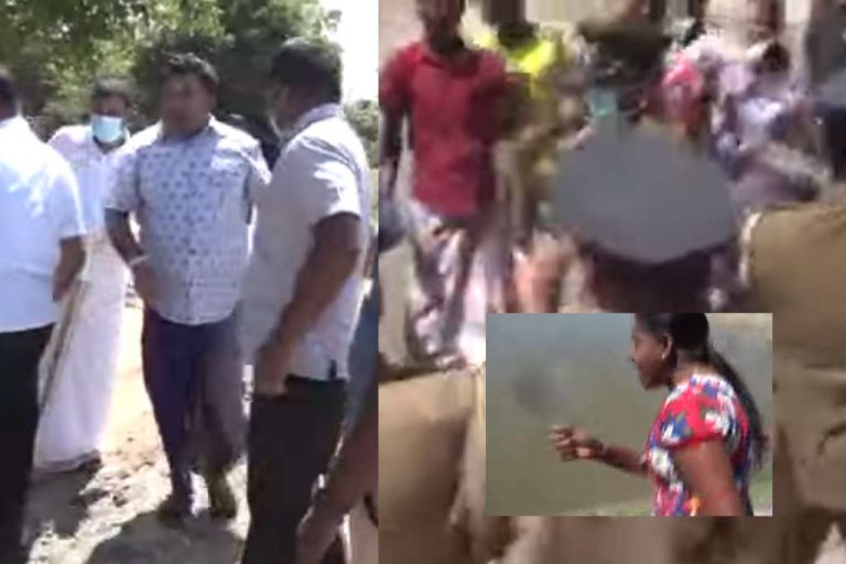 මඩකලපු කාන්තාවන් ඇමති පිල්ලෙයාන් සහ ගෝලයින්ට සෙරෙප්පුවෙන් ගසා පන්නයි … (VIDEO)