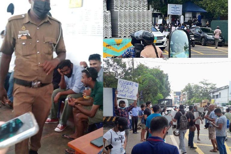විරෝධතාකරුවන්ට පොලිස් ඇප දීම ප්‍රතික්ෂේප කරයි. මහරගම පොලිසිය ඉදිරිපිටත් උද්ඝෝෂණයක් (Photos)
