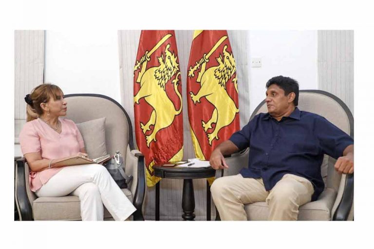 එ.ජා.ස. නේවාසික සම්බන්ධීකාරක හනා සිංගර් මහත්මිය සහ සජිත් අතර හමුවක්