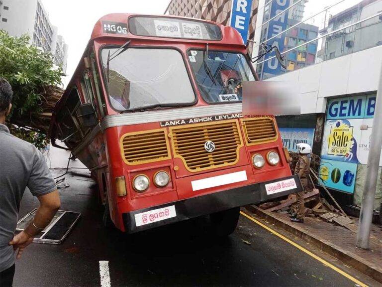 කොල්ලුපිටියේදී මගී බස් රථයක් මතට ගසක් කඩා වැටෙයි – 17ක් රෝහලේ