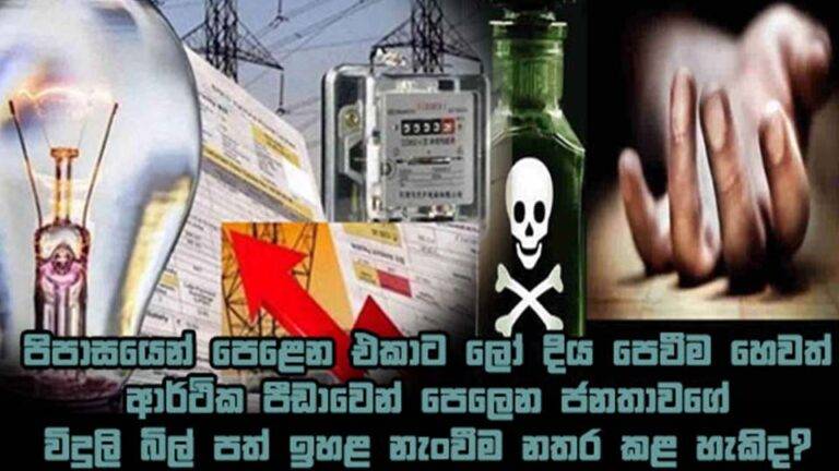 පිපාසයෙන් පෙළෙන එකාට ලෝ දිය පෙවීම හෙවත් ආර්ථික පීඩාවෙන් පෙලෙන ජනතාවගේ විදුලි බිල් පත් ඉහළ නැංවීම නතර කළ හැකිද?
