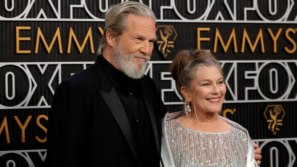Jeff Bridges and Susan Geston attend the 75th Primetime Emmy Awards at Peacock Theater on January 15, 2024 in Los Angeles, California