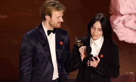 Billie Eilish and Finneas O'Connell win the Oscar for best original song. 