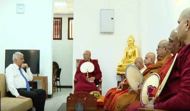 රාමඤ්ඤ මහ නිකායේ මහනායක හිමියන් බැහැදැක ගත් ජනපති රනිල්!