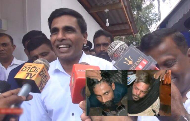 මාංචු දාලා තමයි සැකකරුවන් ආයුධ පෙන්නන්න ගෙනිහින් තියෙන්නේ. දෙන්නාටම එක මාංචුවයි – ඇමති ආනන්ද