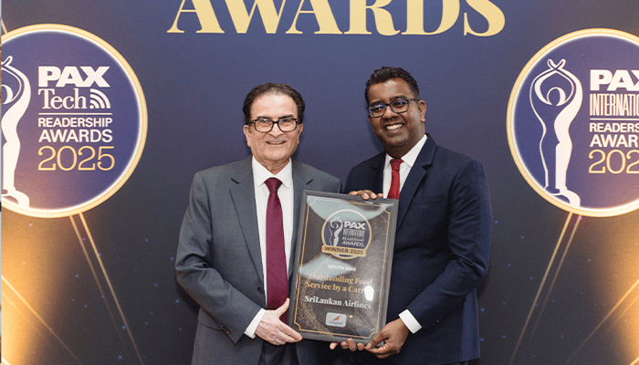 ‘Outstanding Food Service by a Carrier – South Asia’ සම්මානයෙන් පිදුම් ලැබූ ශ්‍රී ලංකන් ගුවන් සේවය!