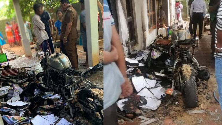 මාලිමා පොළොන්නරු නගරාධිපති අපේක්ෂකගේ නිවසට සහ යතුරු පැදියට ගිනි තබලා..
