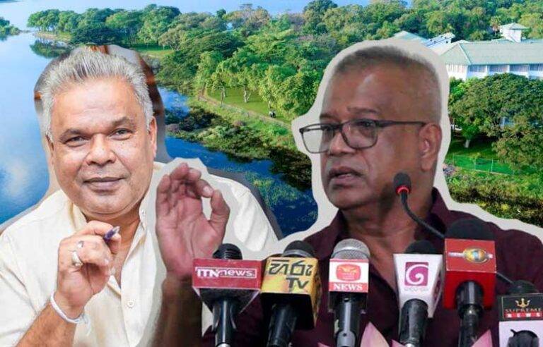 වැඩේ ගාණට යනවා : ඩඩ්ලිගේ හෝටලේ තියෙන්නේ වැවේ නෙවෙයි. නැති බම්බුවක් අයින් කරන්නෙ කොහොමද ? – ඇමති ලාල්ට මළපනී !