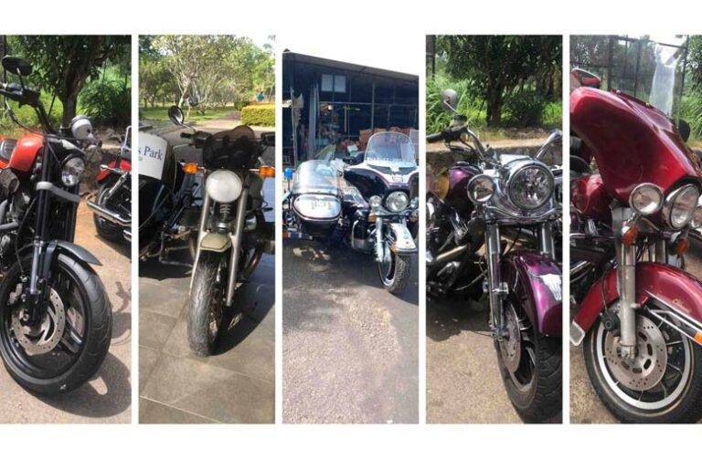 නීතිවිරෝධීව මෙරටට ගෙන්වූ සුපිරි යතුරුපැදි 21ක් හම්බන්තොටින් අල්ලයි !