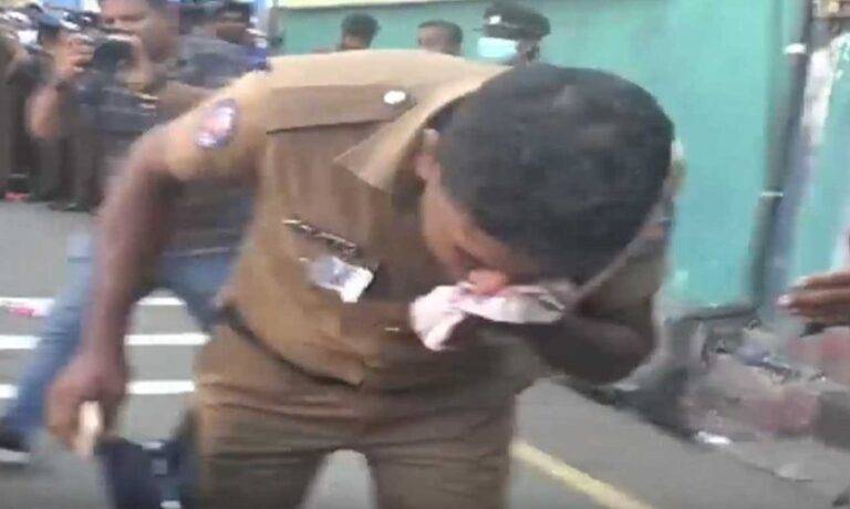 ඊයේ(26) පැවති විරෝධතාවයේදී පොලිස් නිළධාරියෙකුට එල්ල වූ ප්‍රහාරය ගැන විශේෂ විමර්ශනයක්!