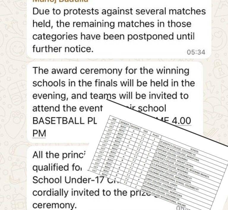 පාසල් පැසිපන්දුව අධ්‍යාපන අමාත්‍ය ධූරයට හෝ අධ්‍යාපන අමාත්‍යංශයට අදාල නැති ක්‍රීඩාවක් ද