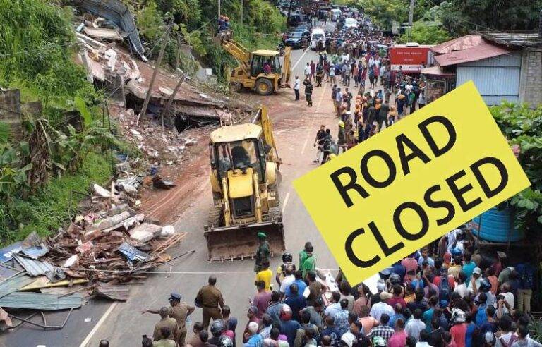 නුවර – කොළඹ මාර්ගය නැවත දැනුම් දෙනතුරු පහළ කඩුගන්නාවෙන් වසා තැබේ !