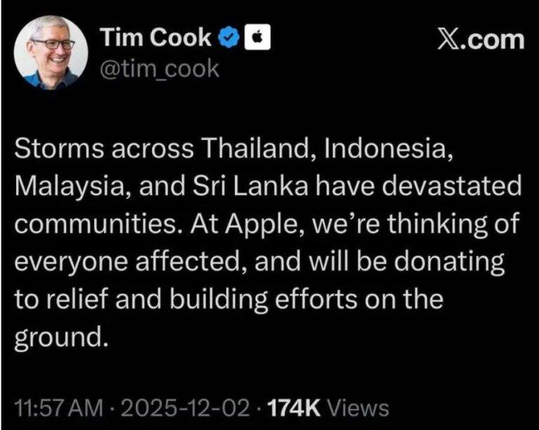 ශ්‍රි ලංකාවට ආධාර ලබා දීමට ඇපල් සමාගම තීරණය කරයි