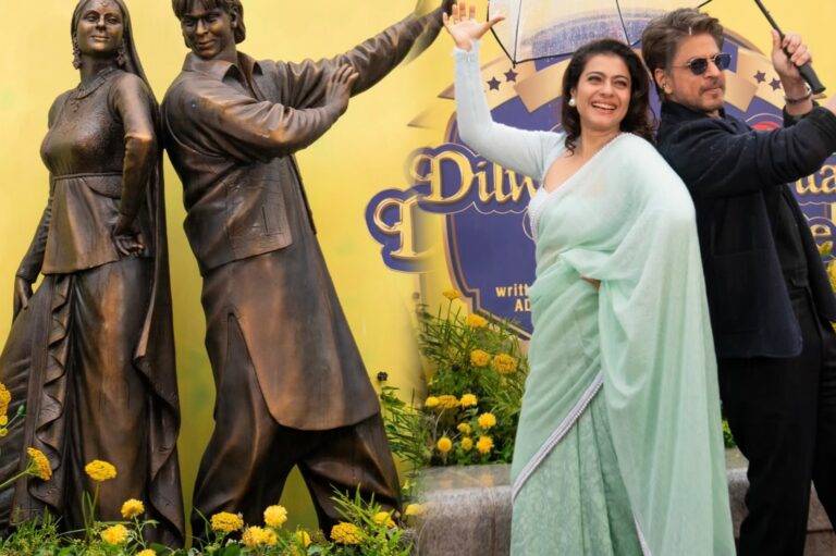 “දිල්වාලේ දුල්හානියා ලේ ජයෙන්ගේ(Dilwale Dulhania Le Jayenge) හි රාජ් සහ සිම්රන්ගේ සිග්නේචර් පෝස් එකක ප්‍රතිමාවක් දැන් ලන්ඩනයේ!