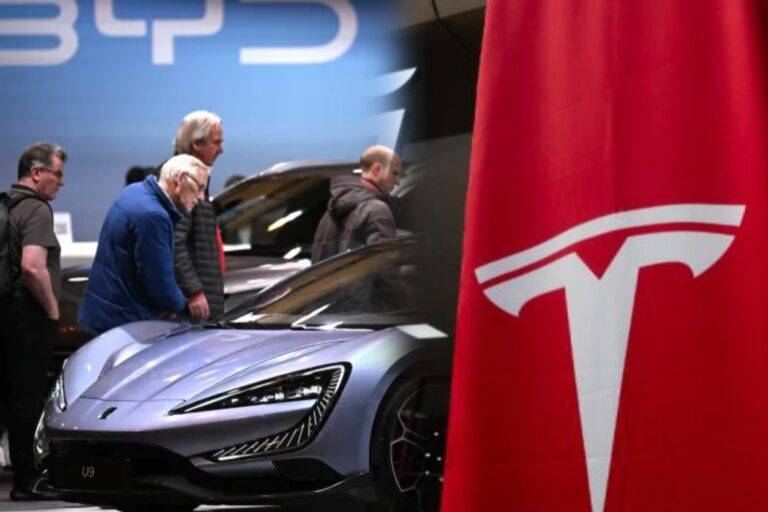 ටෙස්ලා පහලට ඇද දමමින් BYD විදුලි වාහන නිෂ්පාදනයේ හිනි පෙත්තටම!