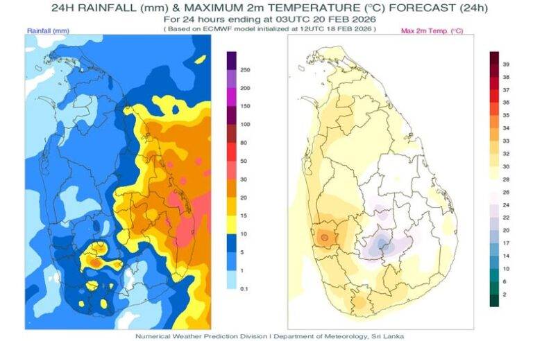 ඇතැම් ප්‍රදේශවලට මිමී 75ක පමණ තරමක තද වැසි – අද (19) කාලගුණය