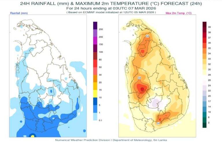 අද (06) දවසේ වැසි ඇතිවන ප්‍රදේශ මෙන්න