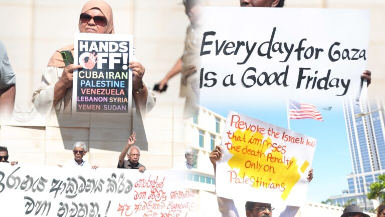 මහ සිකුරාදා මුල්කරගනිමින් ඇමරිකානු තානාපති කාර්යාලය ඉදිරිපිට විරෝධතාවක්! (PHOTOS)